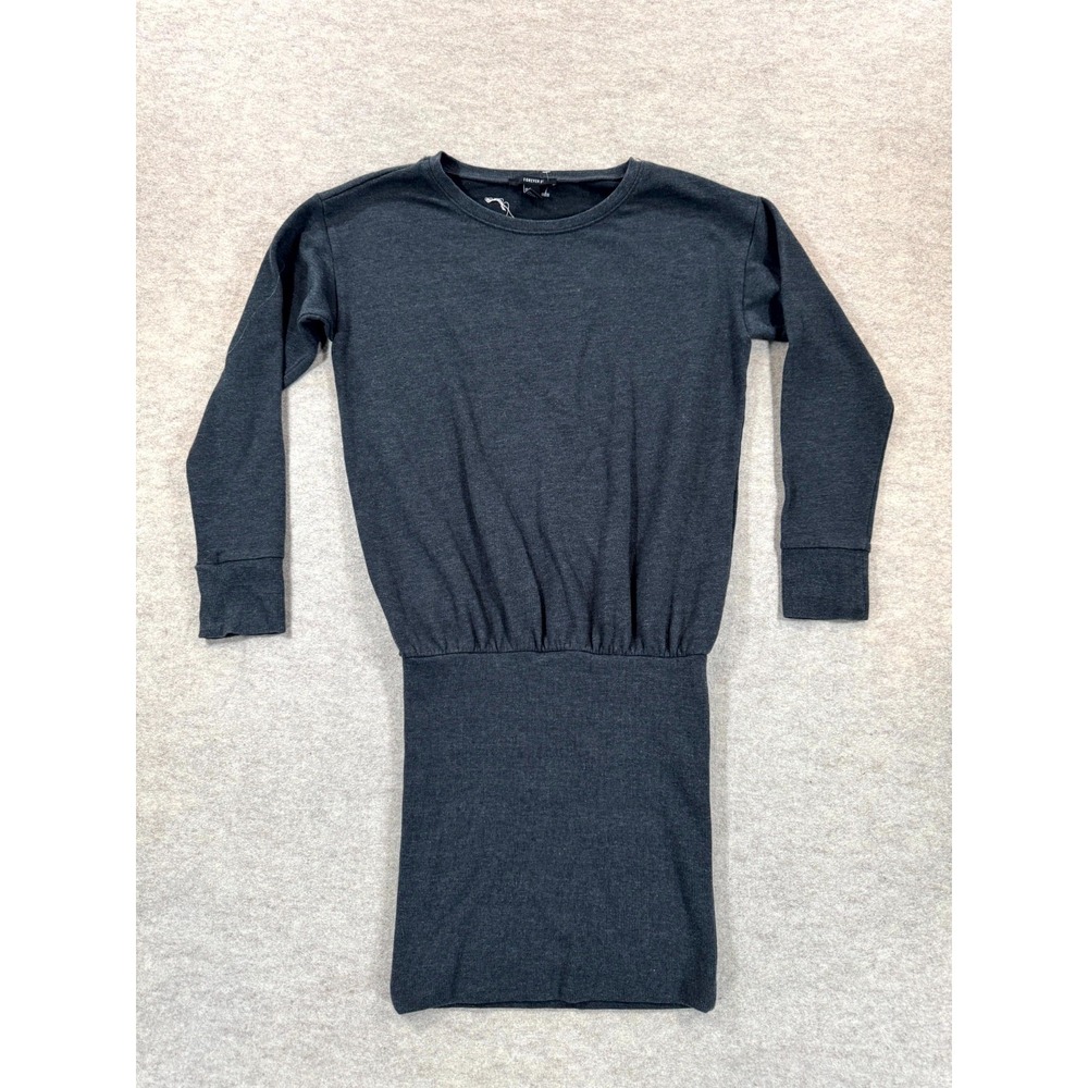 Forever 21 Drop Waist Sweater Dress Womens S Charcoal Gray Knit Cotton Stretch